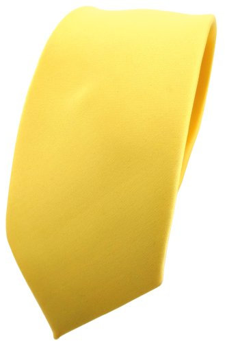 TigerTie Herren Krawatte 6 cm schmale Satin Tie in gelb hellgelb zinkgelb einfarbig uni Business, festliche Veranstaltungen und Freizeit
