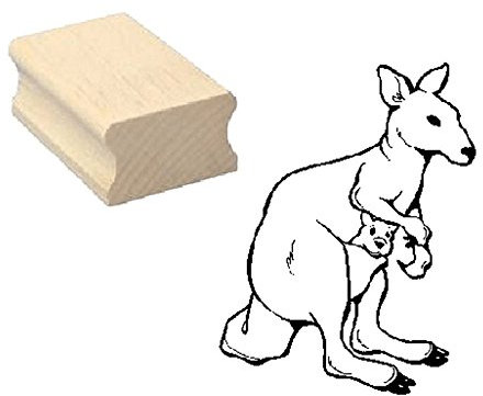 Stempel niedliches KÄNGURU mit KIND - Motivstempel aus Buchenholz
