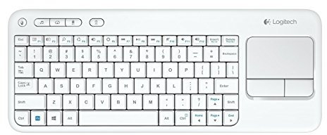 Logitech K400 Plus Clavier sans Fil Touch TV avec Contrôle Média et Pavé Tactile, Clavier US International QWERTY - Blanc
