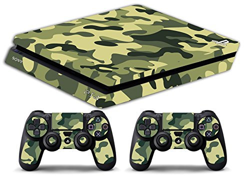 Skin Compatible para PS4 Slim HD - Limited Edition Decal Cover Adhesivo Slim Bundle (Camouflage Verde)