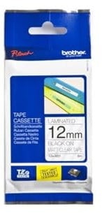 Brother TZEM31 Original P-touch Schriftband TZe-M31 12 mm, schwarz auf matt-transparent (kompatibel u.a. mit Brother P-touch H100LB/R, H105, E100/VP, D200/BW/VP, D210/VP)