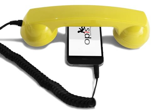 Opis 60s micro - Retro mobile phone headset for Android phones, tablets, notebooks/Headphone with Microphone/Laptop Headphones/Computer Headset/USB Phone Handset (USB-C) (yellow)
