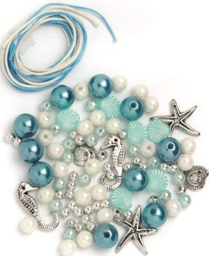 Perlen-Set weiß-silber-türkis