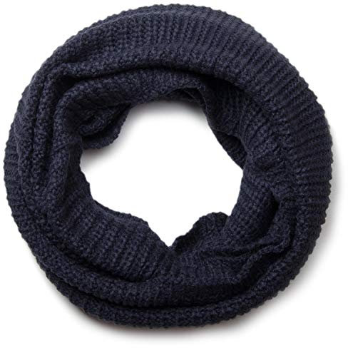styleBREAKER Unisex Feinstrick Schal, einfarbiger Loop Schlauchschal, Feinripp Winter Strickschal, Loopschal 01018112, Farbe:Midnight-Blue