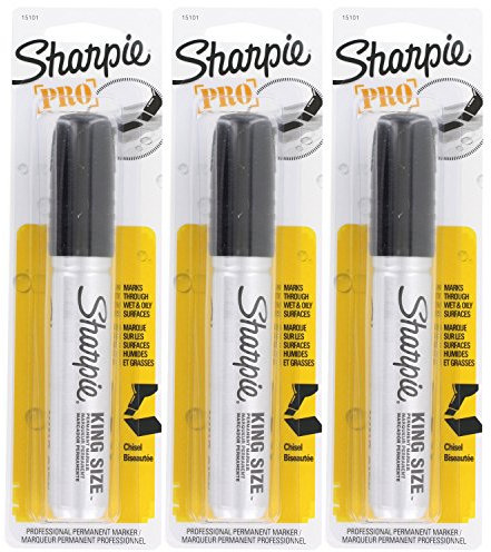 Sharpie Pro King Size Permanent Marker, Chisel Tip, Black, Pack of 3 (15101)