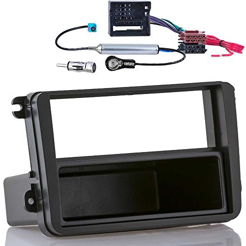 meins24 ohg Einbauset passend für VW Golf 5 6 Passat EOS + Skoda + SEAT (Radioblende + Fakra Phantom Radioadapter ISO + DIN-ISO Adapter)