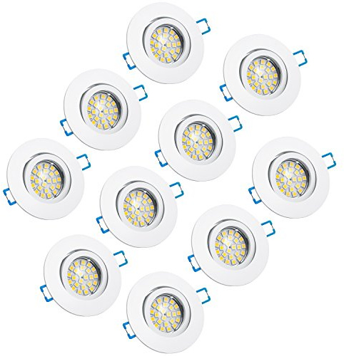 LED Einbauleuchten-Set - Rahmen Aluminium weiß schwenkbar / MR16 Fassung/SMD LED / 4W Warmweiß 10 Stück
