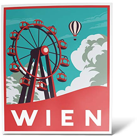 erreinge Aufkleber Wien Österreich-Flaggen-Schild geformte Adhesive PVC für Abziehbild Tapete Auto Moto Helm Camper Laptop - 10 cm