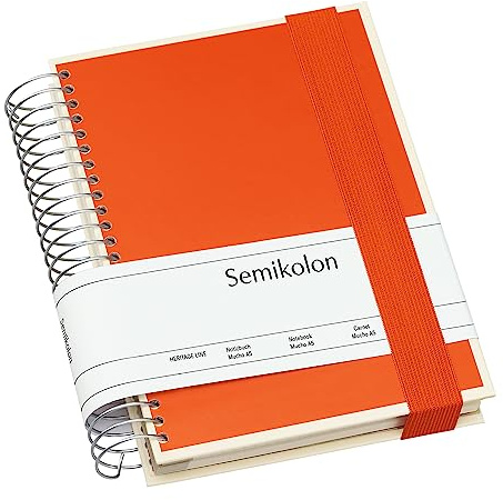 Semikolon 351563 Mucho Spiral-Notizbuch A5 15,7 x 21,7 cm - je 110 karierte, linierte, blanko Seiten, orange orange