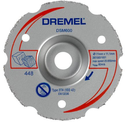 Dremel S600 Disque de découpe à ras bois/plâtre pour DSM20 77 mm, Gris