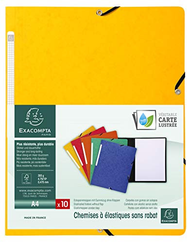 Exacompta 55419E Premium Eckspanner-Mappe. Aus extra starkem Colorspan-Karton DIN A4 mit 2 Gummizügen gelb Sammelmappe Dokumentenmappe ideal für Büro und Schule