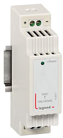 Legrand leg413017 Netzteil 9 V/1,6 A für Größen Multimedia 1,5 Module DIN | 9 V, 1,6 A, 1,5 DIN-Module, für Multimedia-Koffer, versorgt bis zu 2 aktive Produkte, DIN-Schienenmontage