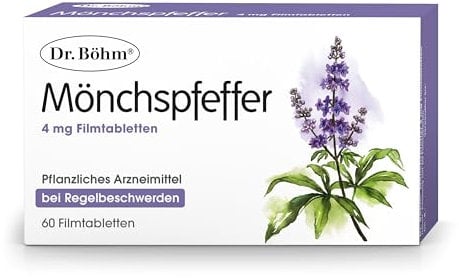 Dr. Böhm Mönchspfeffer: Zur sanften Linderung bei Regelbeschwerden und PMS, pflanzliches Arzneimittel mit Mönchspfeffer-Extrakt, 60 Filmtabletten