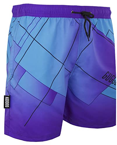 GUGGEN Mountain Badehose für Herren Schnelltrocknende Badeshorts B8 mit Kordelzug Beachshorts Boardshorts Schwimmhose Männer mit Muster Blau XXL
