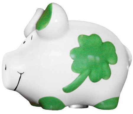 KCG Glücksschwein, Minischwein - Geldschwein, Grün, Kunststoff, Einheitsgröße, Art Deco, Sparschwein für Kinder, Unisex