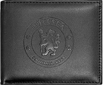 Chelsea FC - Geldbörse mit geprägtem Vereinswappen - Offizielles Merchandise - Schwarz - Schwarz - 11 x 9,5 cm