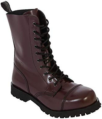 Boots & Braces, Rangers, anfibi, 10 occhielli, colore: rosso ciliegia, Rosso (Cherry), 37 EU