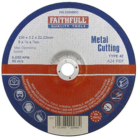 Faithfull FAI2303MDC Metal Cutting Disc Depressed Centre 230 x 3.2 x 22.23