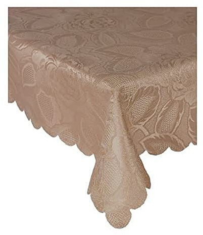 Emma Barclay Damask Rose - Jacquard Table Cloth in Coffee - 70x108 (178x274cm)