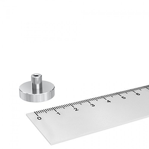 Neodym Topfmagnet 20 x 7 mm, Innengewinde, Magnetsystem, Gewinde M4, Gewindezapfen