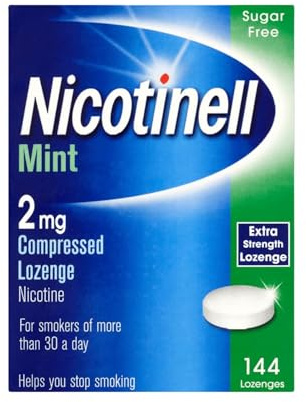 Nicotinell Mint Lozenge 2mg (144 Lozenges), Nicotine Lozenges | Stop Smoking Aid, Sugar Free, Fresh Mint Flavour, 2mg Extra Strength for Heavy Smokers, Quit Smoking Aid