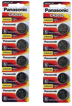 Panasonic, 2 confezioni da 5 batterie al litio CR2032 da 3 V, 10 batterie monouso in totale