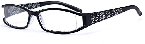 4sold Feuilles Slim Mosaic Lunettes de Lecture/de vue 0.00-0.50, 0.75, 1.00, 1.50, verre transparent (Black, 0.75)