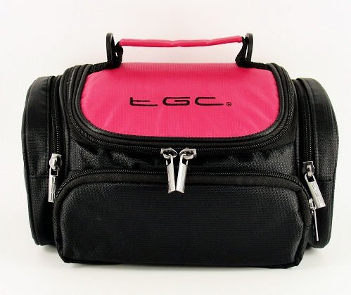 New TGC ® Hot Pink & Black Deluxe Shoulder Carry Case Bag for the Nikon D3100 Camera & Accessories - Cables - Charger - Batteries - Memory Card - Etc.