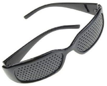 morefaz Lochbrille Rasterbrille Pinhole aus Kunststoff Schwarz rot Blau (TM) (schwarz)