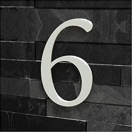 Colours-Manufaktur Hausnummer Nr. 6 - Schriftart: Klassisch - Höhe: 20-30 cm - viele Farben wählbar (RAL 9003 signalweiß (weiß Weiss) glänzend, 20 cm)