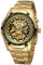 GuTe Reloj de pulsera mecánico automático, dial con diseño de X y mecanismo visible, color dorado y negro