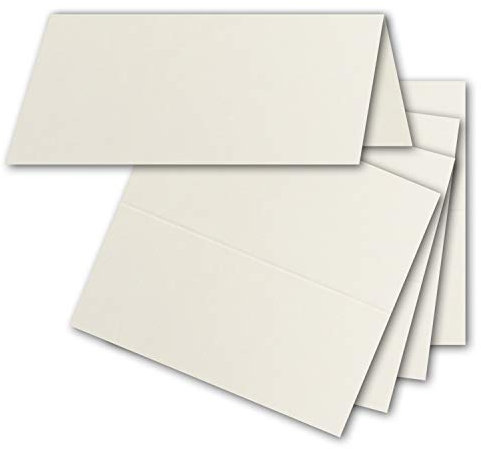 FarbenFroh by GUSTAV NEUSER 50x Tischkarten in Naturweiß/Chamois (Creme) - 4,5 x 10 cm - blanko - Doppel-Karten - als Platzkarten und Namenskarten für Hochzeit und Feste
