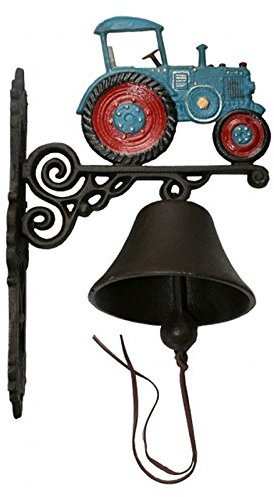 Luxus Pur UG Blauer Trecker Traktor Glocke Gusseisen Garten Antik Dekoration Nostalgie