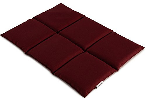 Leinsamenkissen groß 40x30cm 6-Kammer - weinrot - Wärmekissen Körnerkissen für Mikrowelle & Backofen z.B. für Rücken & Bauch - Leinsamen-Kissen 30x40 - weinrot