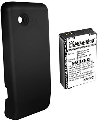 Akku-King Power-Akku kompatibel mit HTC Dream 100, T-Mobile G1, Google G1 - mit Akkudeckel in schwarz - ersetzt BA S370 Li-Polymer 2200 mAh