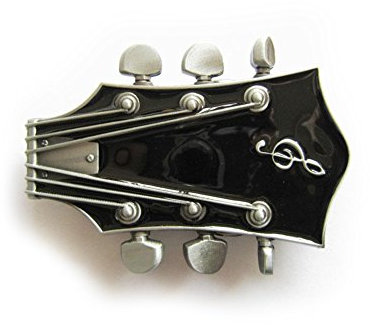 eeddoo® Gürtelschnalle - Gitarre schwarz - Music Guitar Buckle (für Wechselgürtel für Damen und Herren | Belt Frauen Männer Musik Rock n Roll Pop Heavy Metal Oldschool Metall Western Trucker)