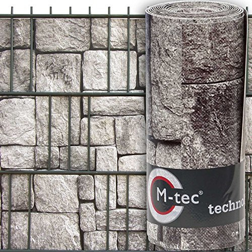 Sichtschutzstreifen mit Motiv/M-tec Print ® / PVC/Granitmauer für 9 Reihen im Zaunfeld kein Verbleichen kein Schrumpfen knitterfrei - SIE KAUFEN Hier DIREKT BEIM Hersteller -