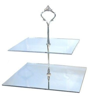 Servewell Alzata quadrata a due ripiani per torte, a specchio, grande