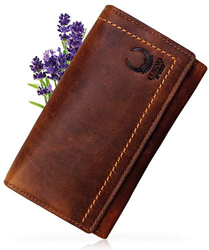 Corno d´Oro Große Damen Geldbörse Leder mit RFID Schutz I Langer Geldbeutel Braun in Geschenkbox I Vintage Portemonnaie mit Handyfach