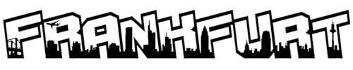 Samunshi® Autoaufkleber Frankfurt Schriftzug Skyline Aufkleber in 9 Größen und 25 Farben (20x2,8cm schwarz)