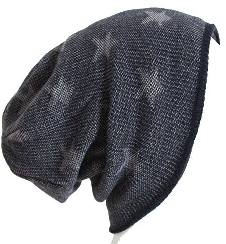 Brubaker Damen Wende Beanie Mütze mit Uni oder mit Sternen Braun/Navy