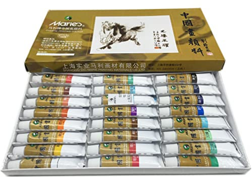 Marie's Chinesische Malfarbe, Tuben, großes Aquarell-Set, 12 ml x 24 Farben
