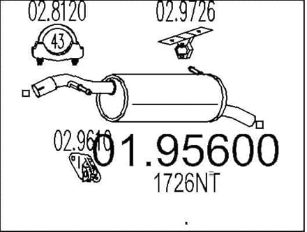MTS 01.95600 Endschalldämpfer Endtopf 930mm 6kg