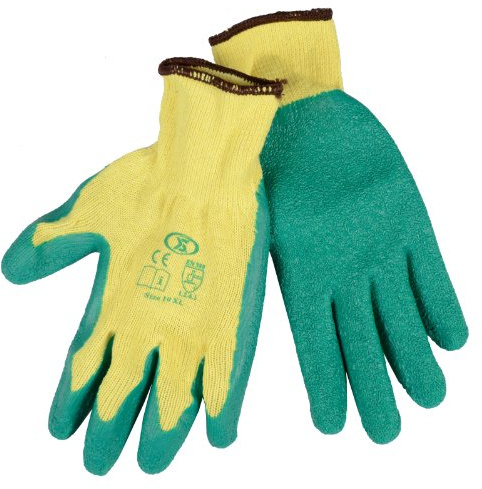 XS-Stock XS1915 12 Pairs of Builders Gardening DIY Latex Coated Work Gloves - Green (Size 10), XL