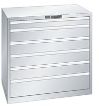 Lista | Schubladenschrank | Stahl | 6 Schubladen | Einzelauszugsperre | Stahlblech, HxB 1000 x 1023 mm, 6 Schubladen, Tragkraft 200 kg, lichtgrau