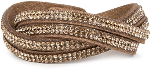styleBREAKER weiches Strass Armband, eleganter Armschmuck mit Strassteinen, Wickelarmband, 2x2-Reihig, Damen 05040004, Farbe:Braun Metallic/Hellbraun
