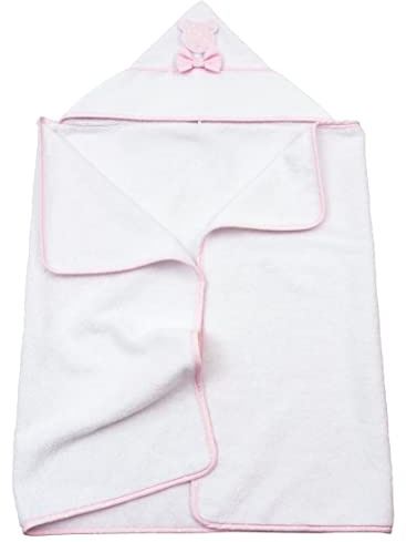 Filet - Accappatoio Triangolo Per Neonati da Ricamare, Morbida Spugna, Prodotto Realizzato In Italia, 100% Cotone - Bianco, Rosa, Taglia unica 0-12 mesi