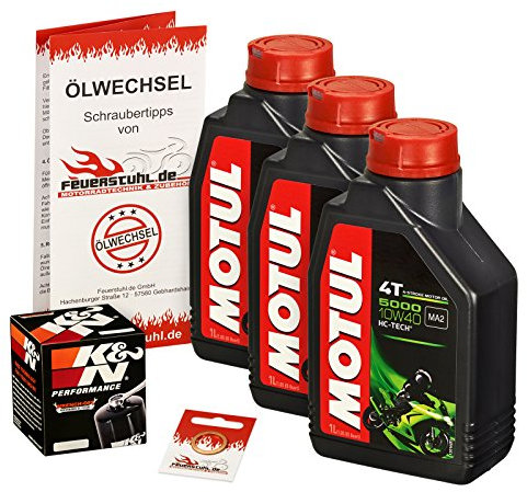 Motul 10W-40 Öl + K&N Ölfilter für Suzuki VZ 800 Marauder, 97-03, AF - Ölwechselset inkl. Motoröl, Filter, Dichtring