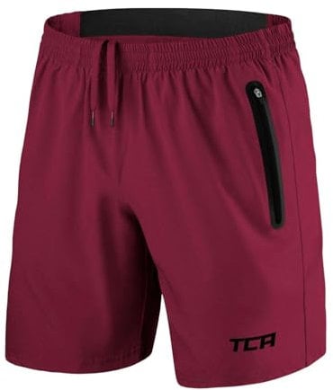 TCA Laufhose für Herren Kurz - Sporthose Herren Kurz - Kurze Sporthose mit Reißverschlusstaschen - Männer Sport Shorts - Gym Shorts - Sport Hose Männer - Running Shorts Men - Rot, XXL