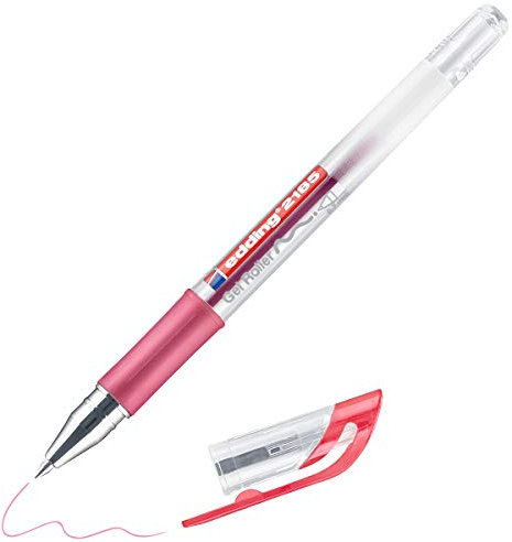 edding 2185 Gelroller - rot - 1 Stift - 0,7 mm - Gelstifte zum Schreiben, Malen, Mandala, Bulletjournal - Gelschreiber, Gelmalstifte